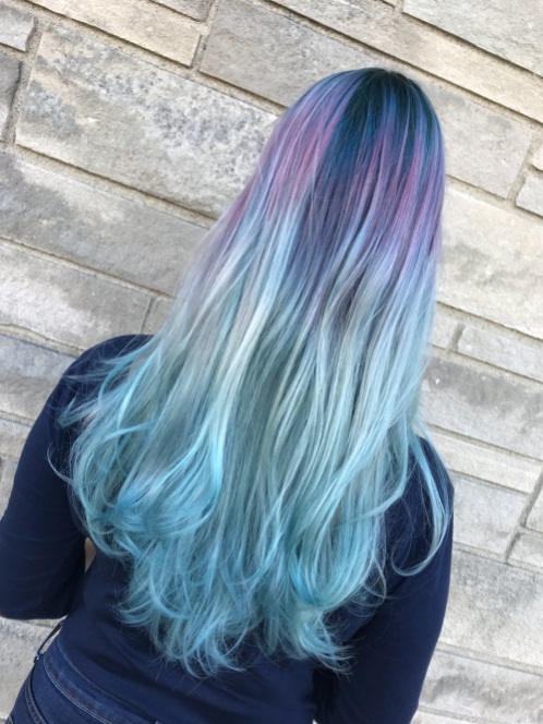 I don't have a picutre of my blue/silver hair but it was really cool, sorry guys